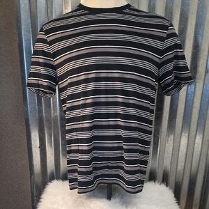 Michael Kors Black and White Striped Short-Sleeve Tee